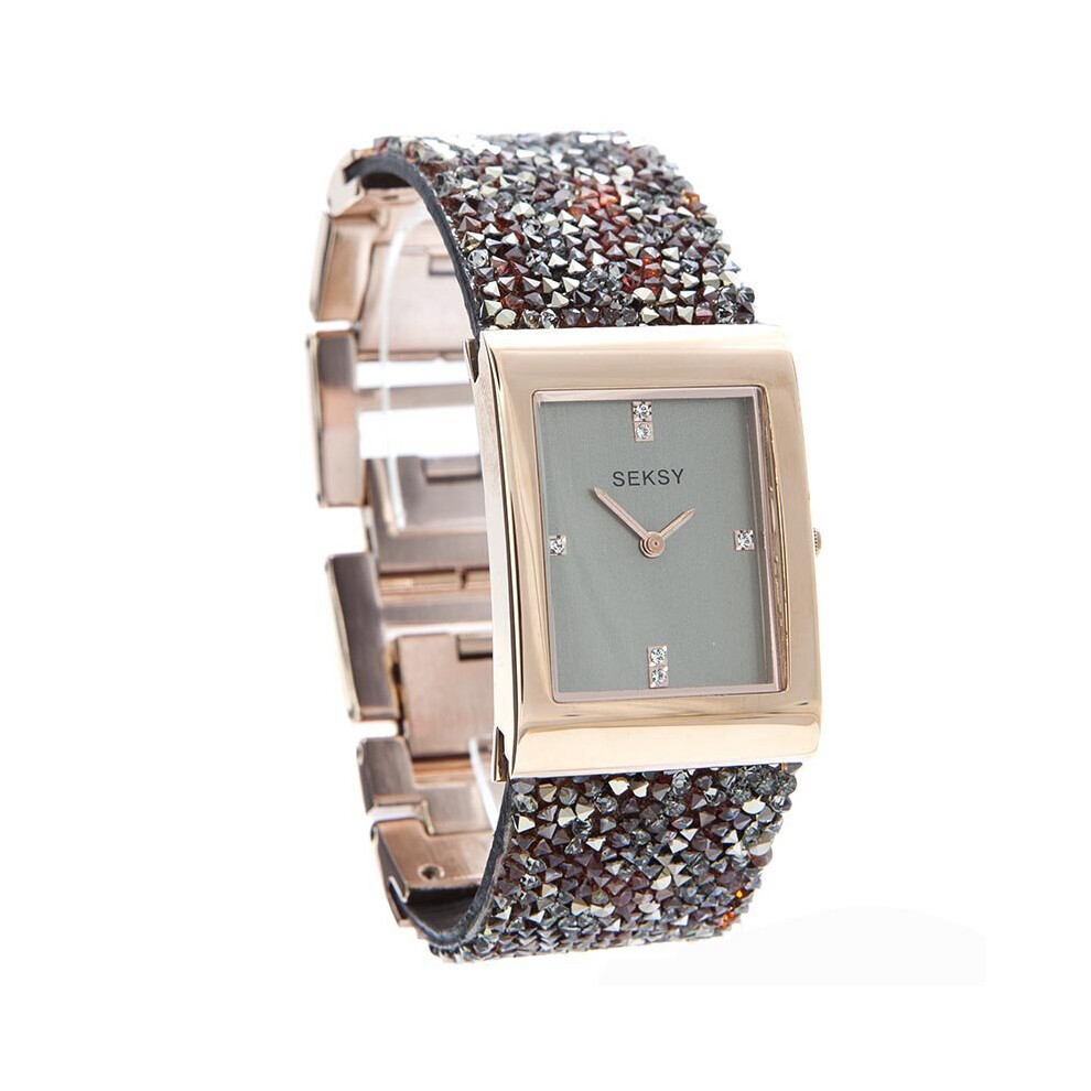 Sekonda Seksy Rocks Brown Rose Plated Ladies Bracelet Watch 2580 Gold