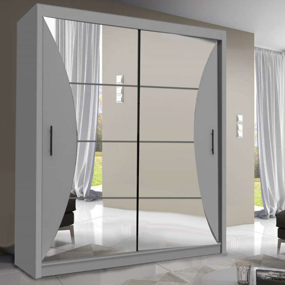 (Grey , 203 cm ) MN FURNITURE California Stylish Sliding wardrobe