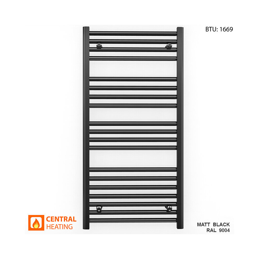 (Black Angled Valves, 500 X 1000Mm (Btu: 1669)) 500Mm Wide Black Towel Rail Radiator With Valves 9028009406075