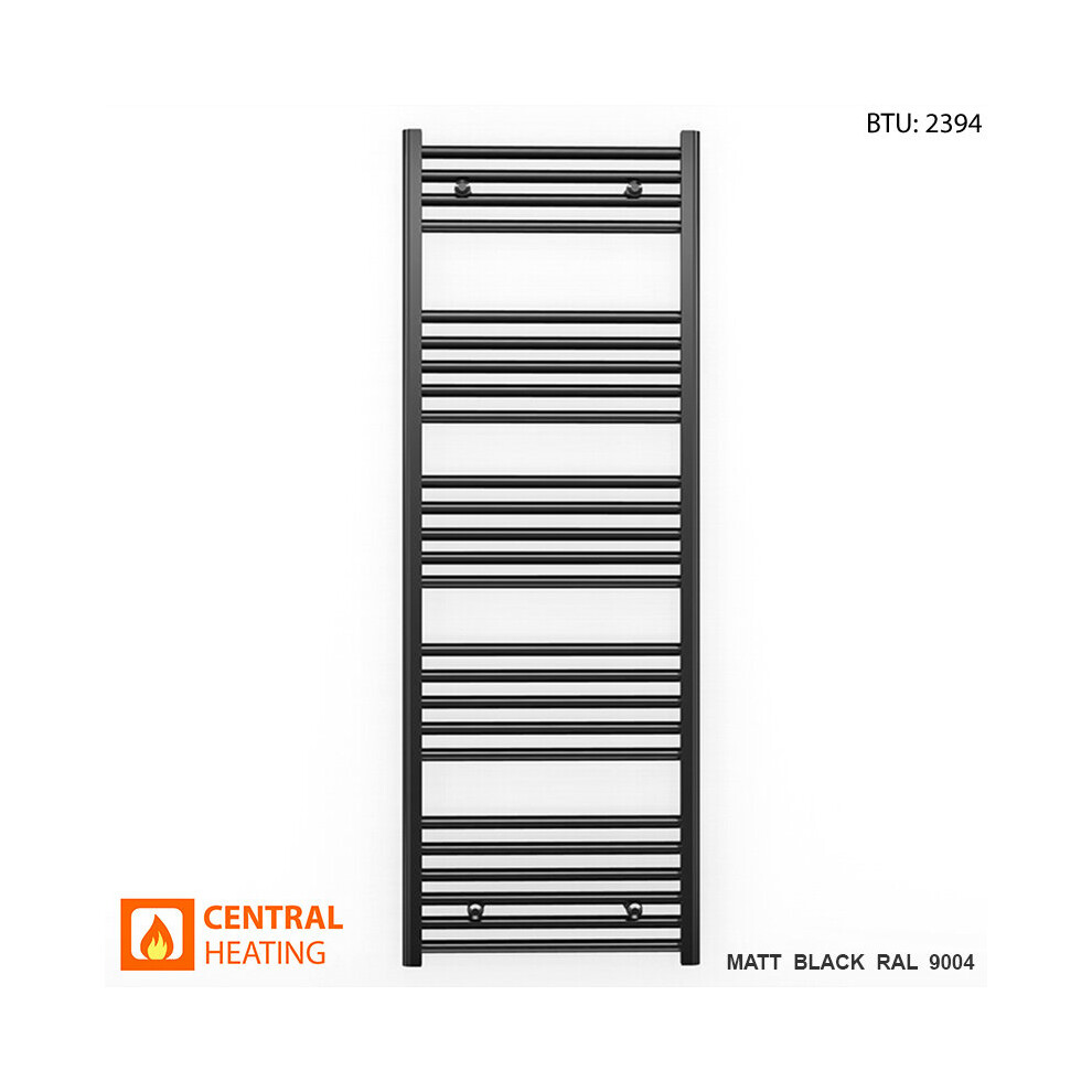 (Angled Trv Black Valves, 550 X 1400Mm (Btu: 2394)) 550Mm Wide Black Towel Rail Radiator With Valves 9028009406662