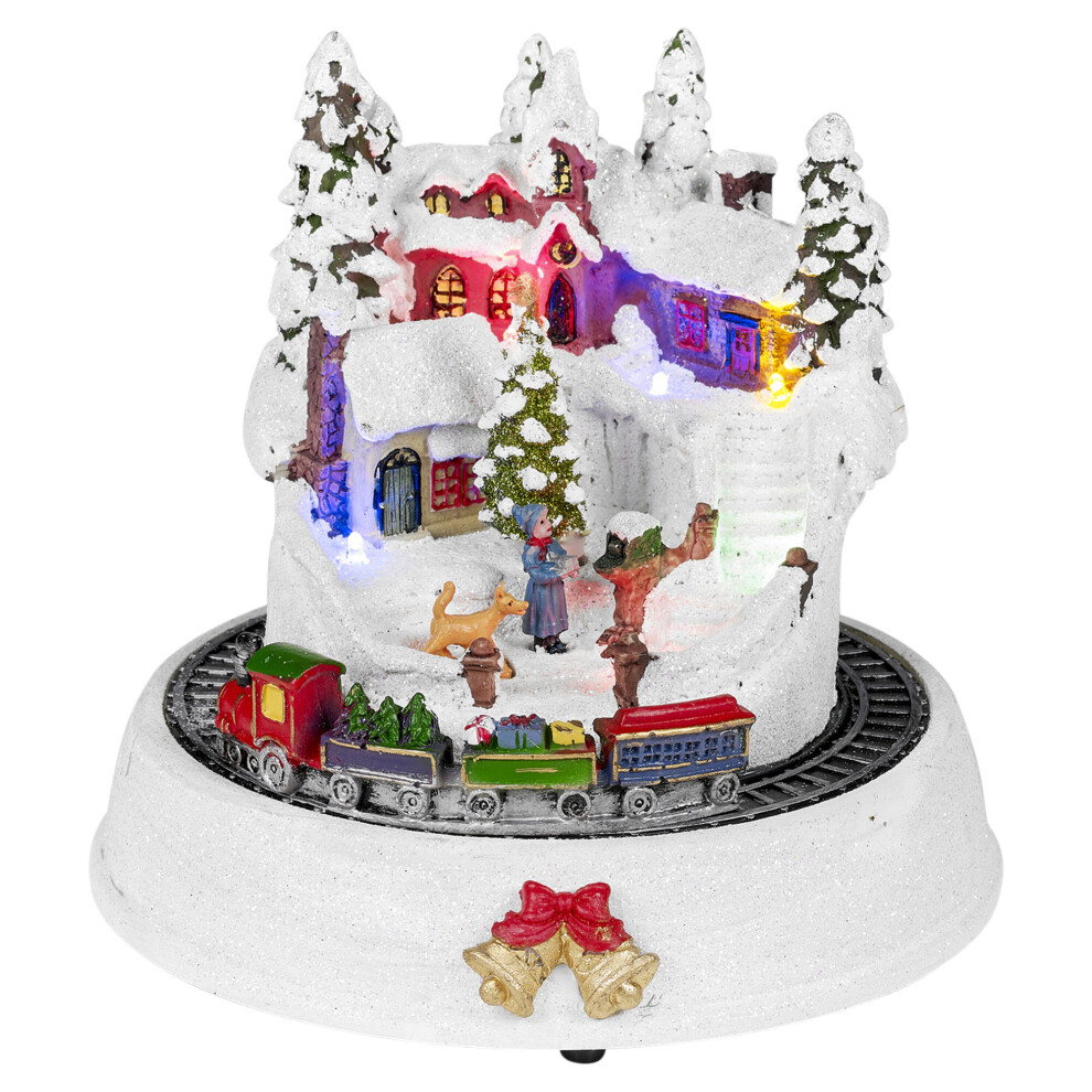 Christmas Scene Decoration Xmas Snowy Decor Mini Village Festive Moving Ornament