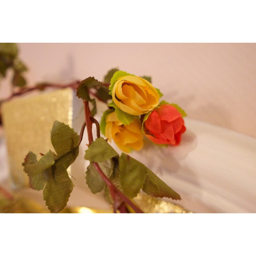 (Yellow) Best Artificial 7ft Silk Mini Rose Garland