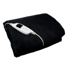 (Black) Electric Heated Throw Over Under Blanket Fleece Washable Polyester Warm Mattress