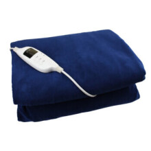 (Navy) Electric Heated Throw Over Under Blanket Fleece Washable Polyester Warm Mattress
