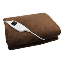 (Brown) Electric Heated Throw Over Under Blanket Fleece Washable Polyester Warm Mattress