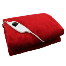 (Red) Electric Heated Throw Over Under Blanket Fleece Washable Polyester Warm Mattress