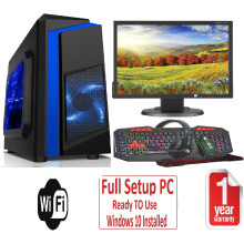 Fast Gaming PC Bundle - Core i5 8GB RAM 1TB GT710 2GB 19'' Monitor F3 BLUE - Refurbished