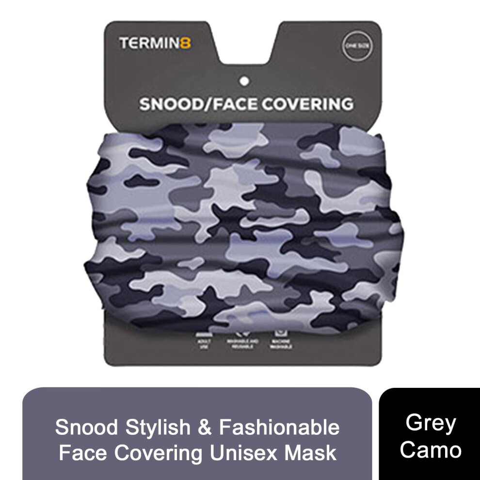 Termin8 Men's Grey Snood/Face Covering- Camo