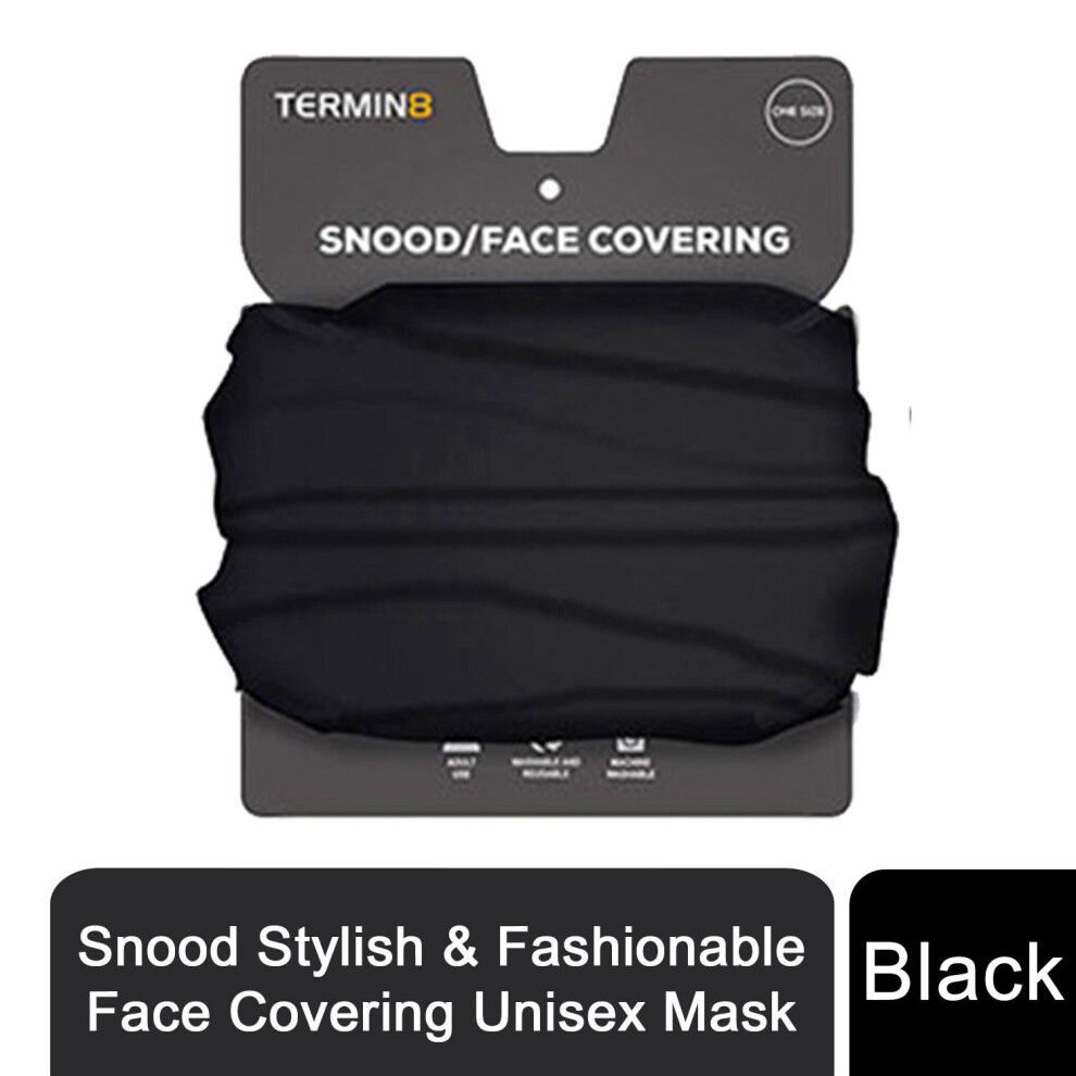 Termin8 Unisex Multifunctional Snood and Face Covering- Black