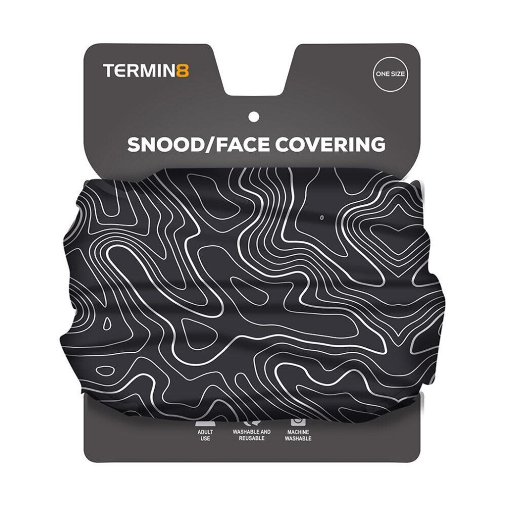 Termin8 Unisex Snood & Face Covering - Black Swirl (T8sbk2) | Lightweight, Breathable, Washable, All-Weather Comfort