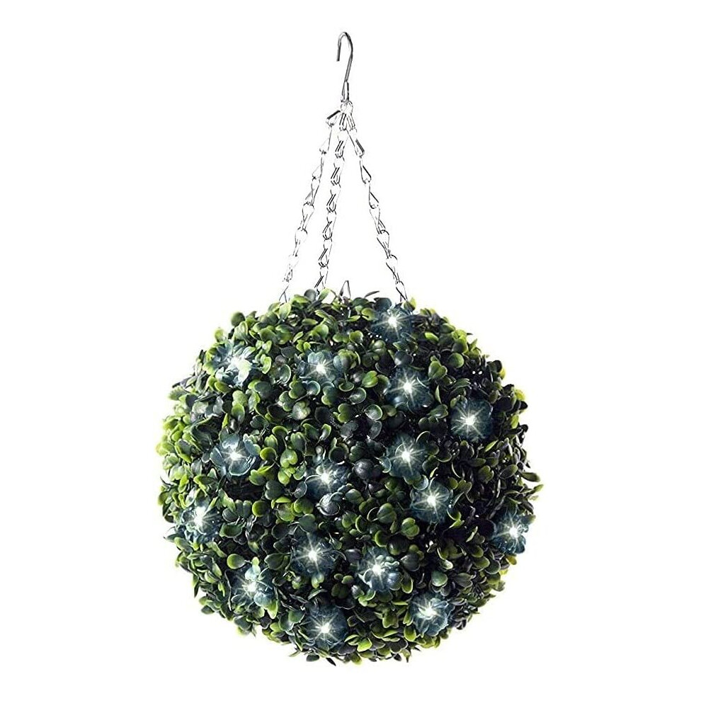 Best Artificial Pre-Lit 28Cm Boxwood Topiary Ball Green