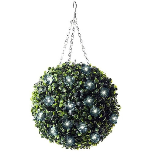 Best Artificial Pre-Lit 28cm Green Boxwood Topiary Ball 1