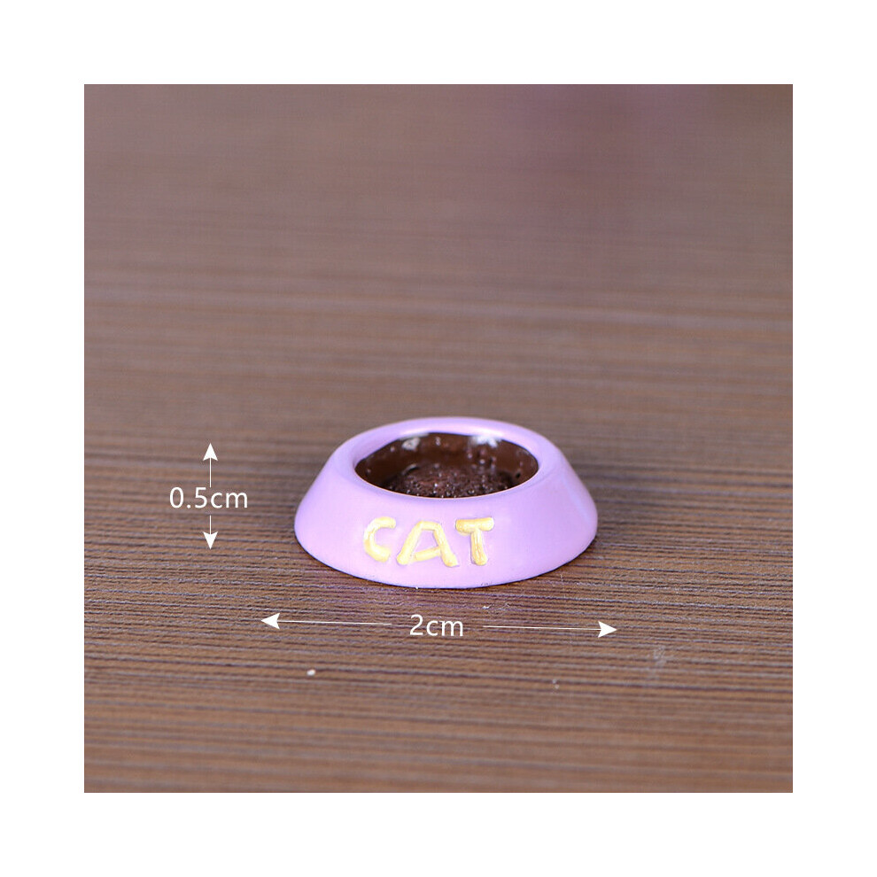 (Cat Bowl(2*0.5cm)) Mini Cat Figurines Model Pet Doll Miniature Crafts Animals Cute Ornaments Toy