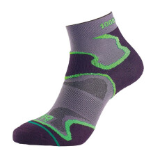 1000 Mile Fusion Knöchelsocken, doppellagig gepolstertes Fußgewölbe – Schwarz/Grün – Größe M