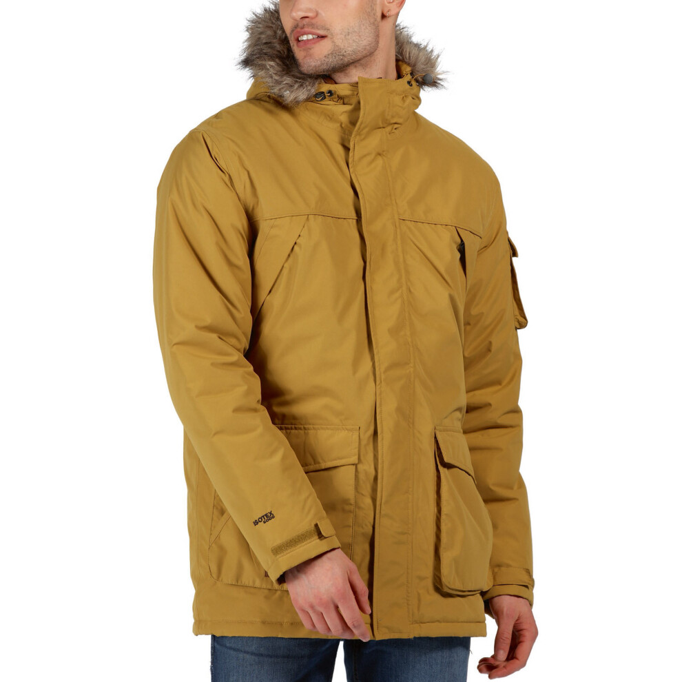 (S, Brown) Regatta Mens Salinger II Waterproof Insulated Fur Trimmed Hooded Parka Jacket