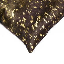 12 x 20 in. Cowhide Pillow - Chocolate & Gold