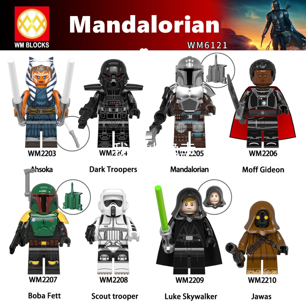 8PCS Mandalorian Minifigures Building Blocks Children Educational Toys NEW Christmas Gift Child Gift