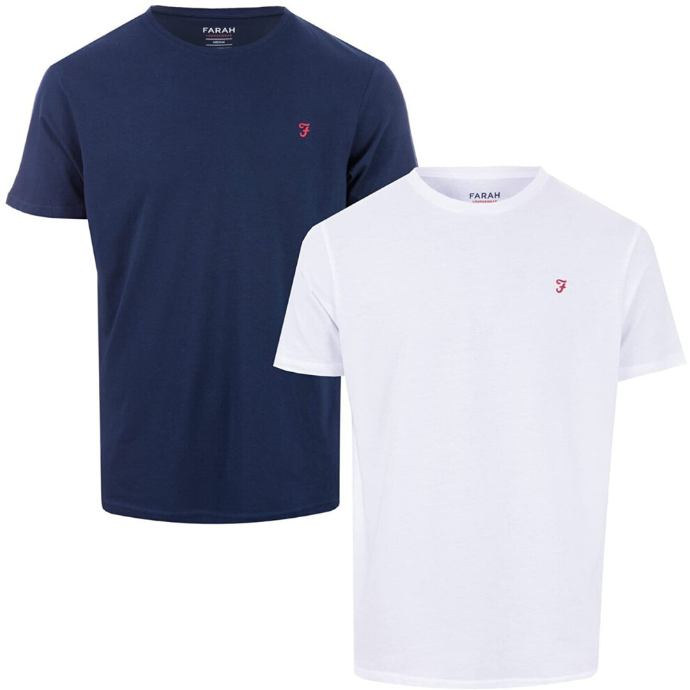 (L) Mens Designer Farah Lounge T-Shirts 2 Pack