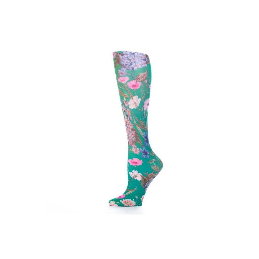 20-30 mmHg Womens Compression Sock with Marona Pattern, Green - Regular-image-OPC-P8MBHTC-NEW