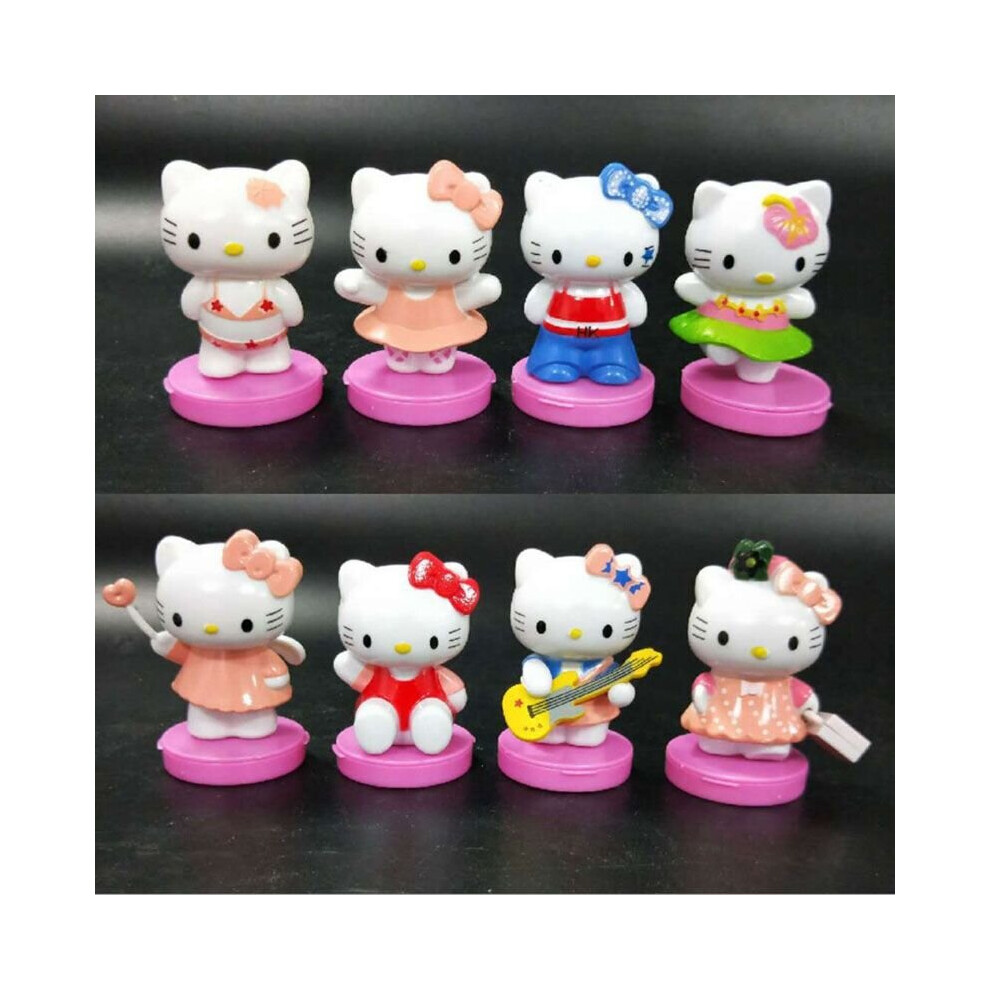 (8pcs) 8pcs/Set Hello Kitty Mini Figures Cute Cartoon KT Miniatures Cake Toppers Gift