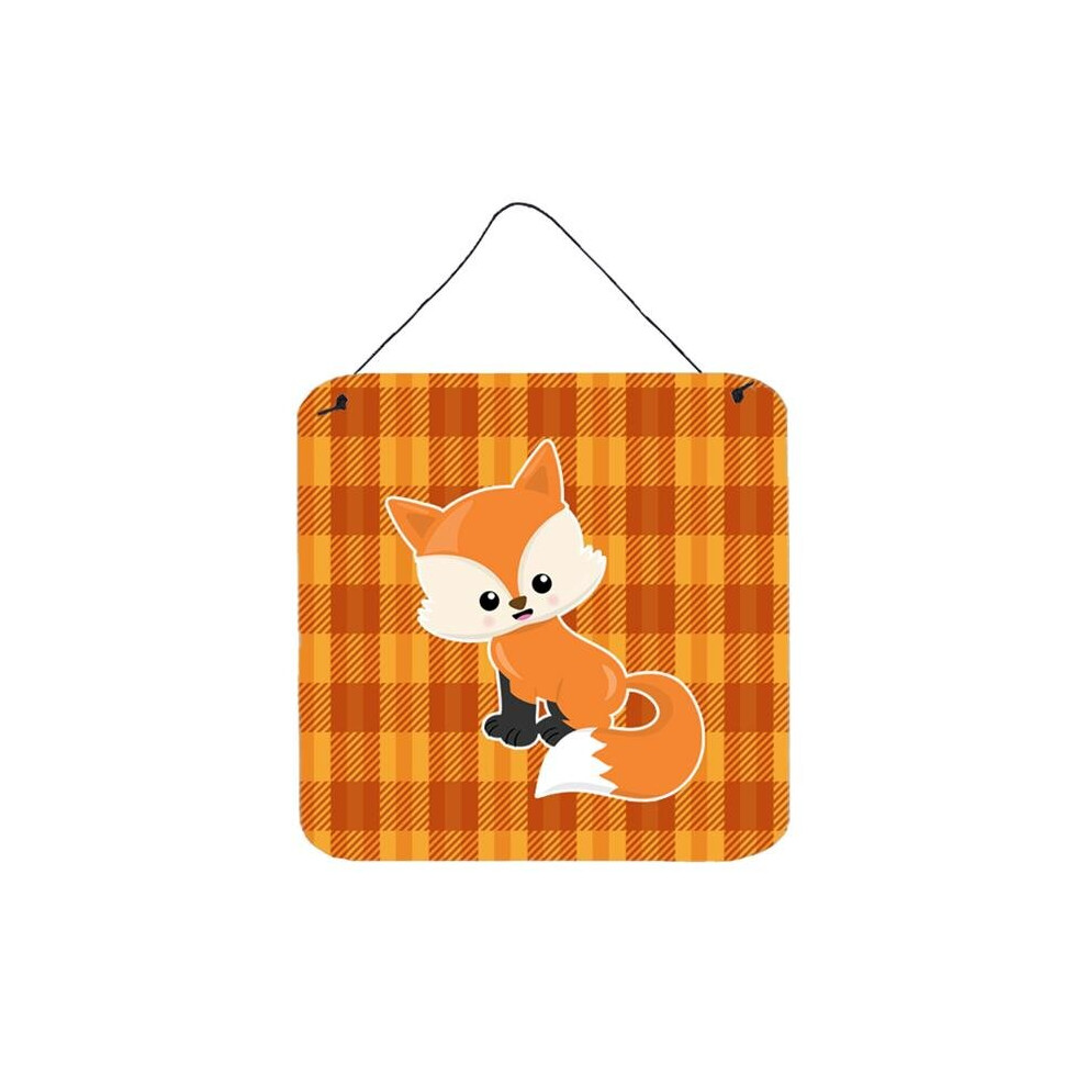 Baby Fox Gingham Wall Or Door Hanging Prints Comfortcreator