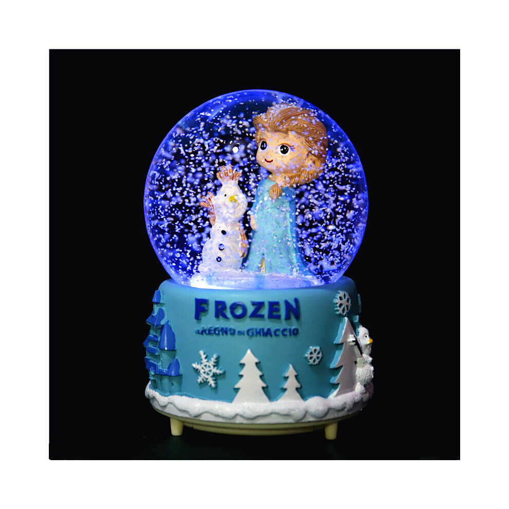 (Bule) Frozen Aisha Snow Globe Music Llluminated Snow Home Decor Girls Kids Gift Musical Resin/Glass Christmas Gift