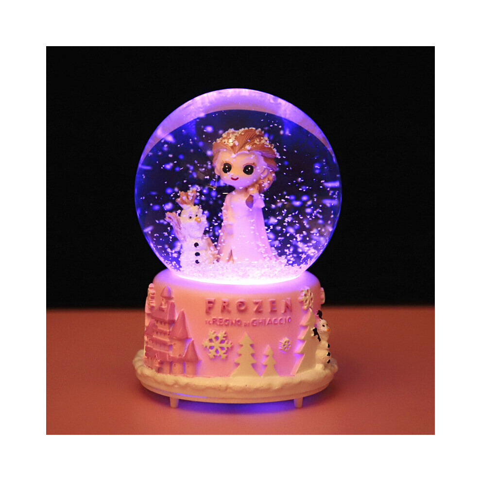 (Pink) Frozen Aisha Snow Globe Music Llluminated Snow Home Decor Girls Kids Gift Musical Resin/Glass Christmas Gift