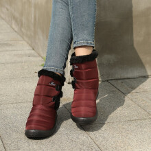 (Red, 8) Womens Winter Snow Boots Fur Lined Slip On Ankle Booties Casual Shoes Water Repellent