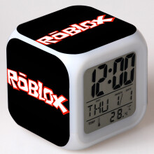 (Black Red) Roblox Printing Alarm Glowing LED Color Change Digital Colorful Luminous Clock