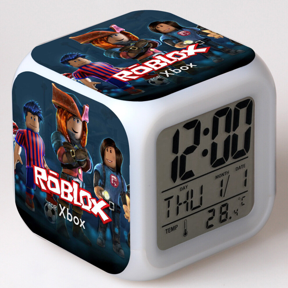 (Dark Blue) Roblox Printing Alarm Glowing LED Color Change Digital Colorful Luminous Clock