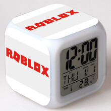 (White) Roblox Printing Alarm Glowing LED Color Change Digital Colorful Luminous Clock