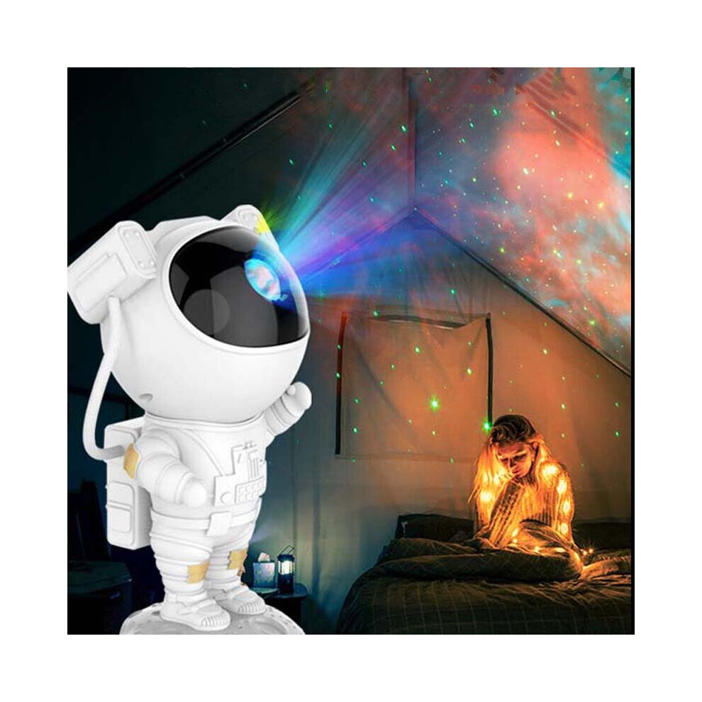 Astronaut Galaxy Starry Sky Projector Lamp - Adjustable Head 90 & Arm 360, Remote, 8 Nebula Effects, 45/90min Timer, USB Powered