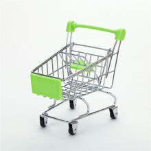 (Green, 11.5cmx8cmx12cm(4 4/8"x3 1/8"x4 6/8")) Children's Mini Metal Shopping Trolley & Basket Pretend Role Play Kids Toy
