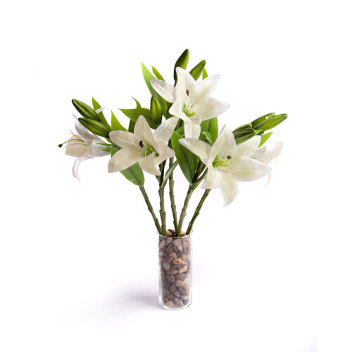 (Ivory) 5 Best Artificial 35cm Tiger Lillies