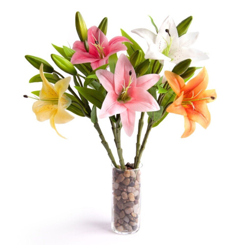 (Ivory) 5 Best Artificial 35cm Tiger Lillies 1