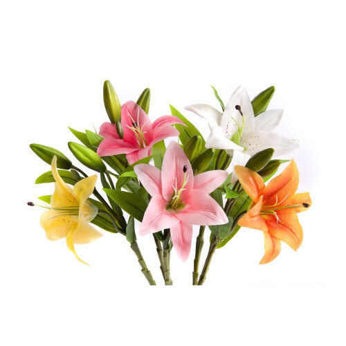 (Ivory) 5 Best Artificial 35cm Tiger Lillies 2
