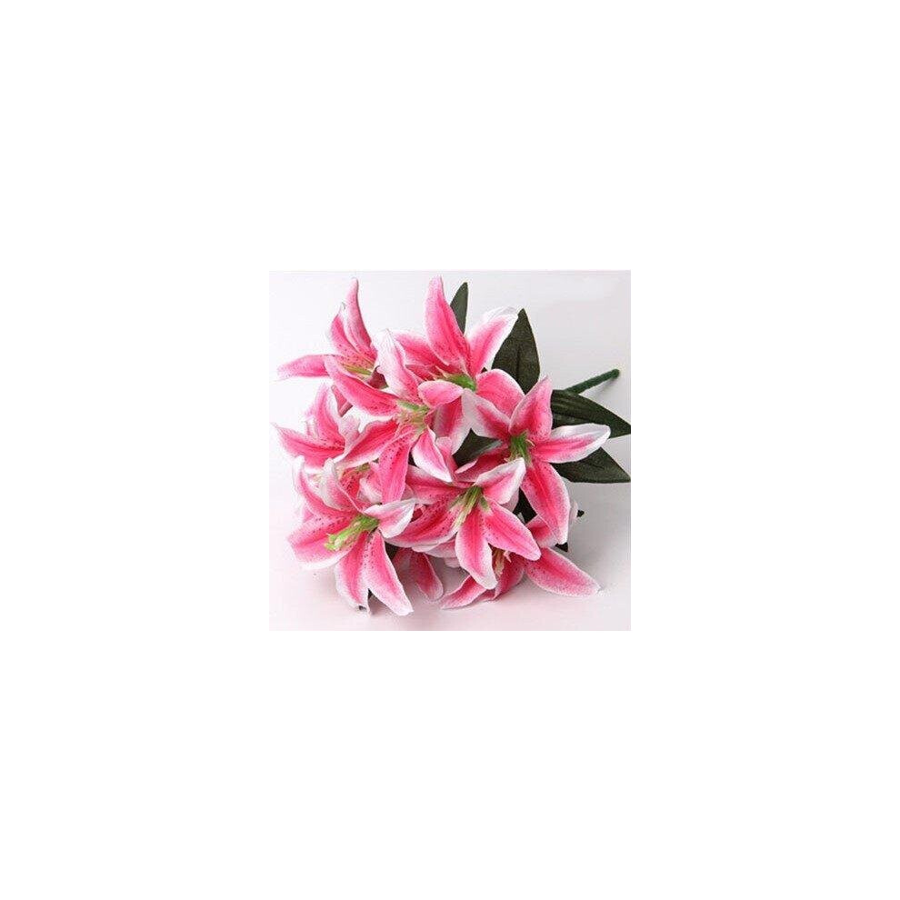 (Pink) Best Artificial 45cm Stargazer Lillies 10 Head Flower Spray