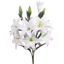 (White) Best Artificial 45cm Stargazer Lillies 10 Head Flower Spray