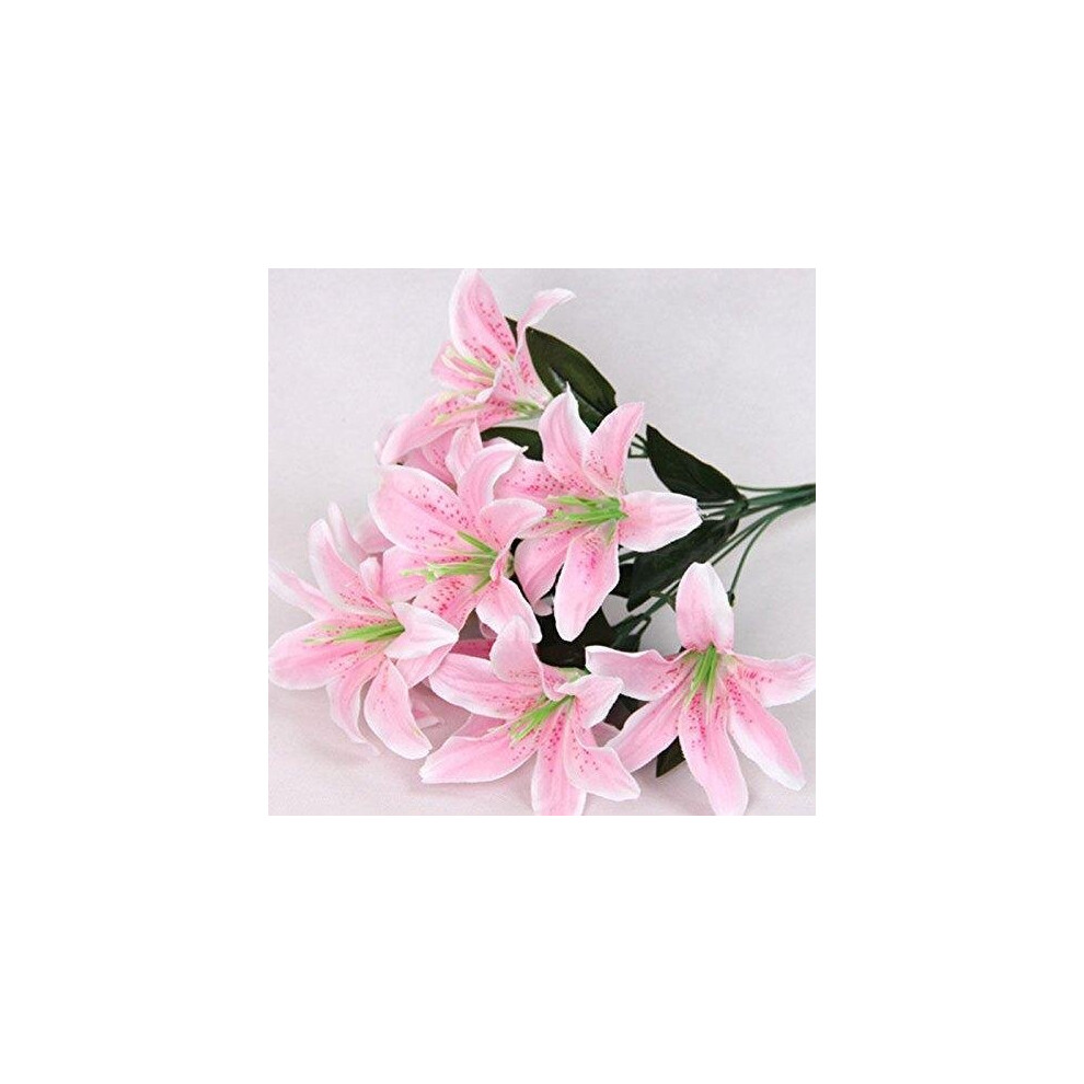 (Light Pink) Best Artificial 45cm Stargazer Lillies 10 Head Flower Spray