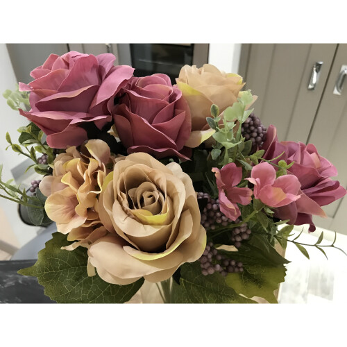 (Coffee) Best Artificial Vintage Rose Spray