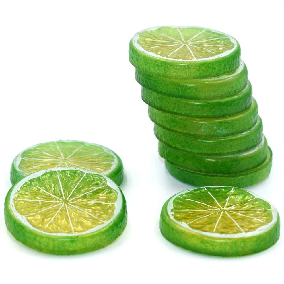 (Green) 15 Best Artificial Fruit Slices Orange, Lemon, Lime