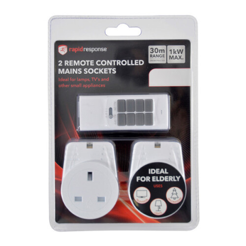 Lloytron RapidResponse [2-Pack] 1Kw Remote Controlled Sockets - White 2