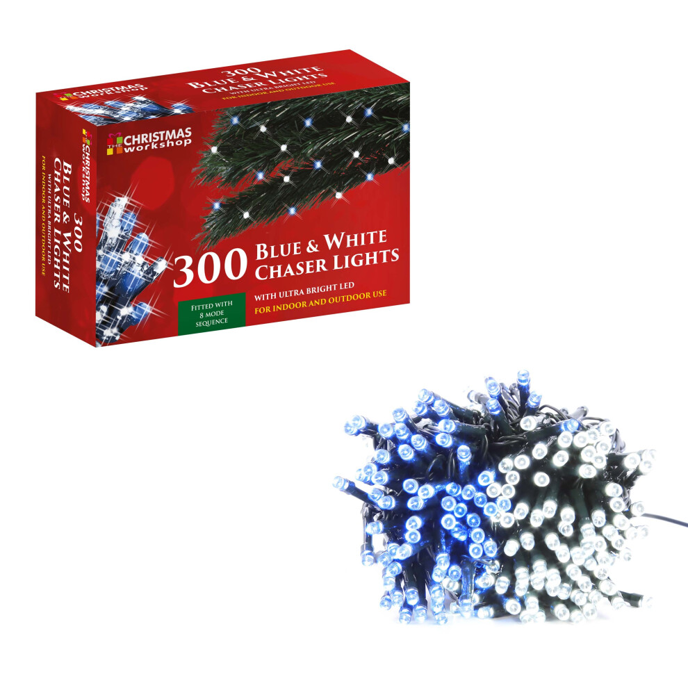 The Christmas Workshop 78820 300 LED Blue & White Chaser Christmas Lights