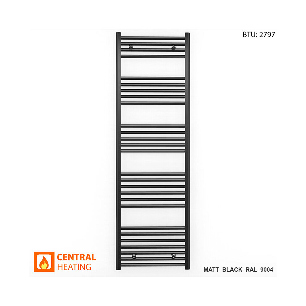 (Black Trv Straight Valves, 600 X 1600Mm (Btu: 2797)) 600Mm Wide Black Towel Rail Radiator With Valves 9028009406990