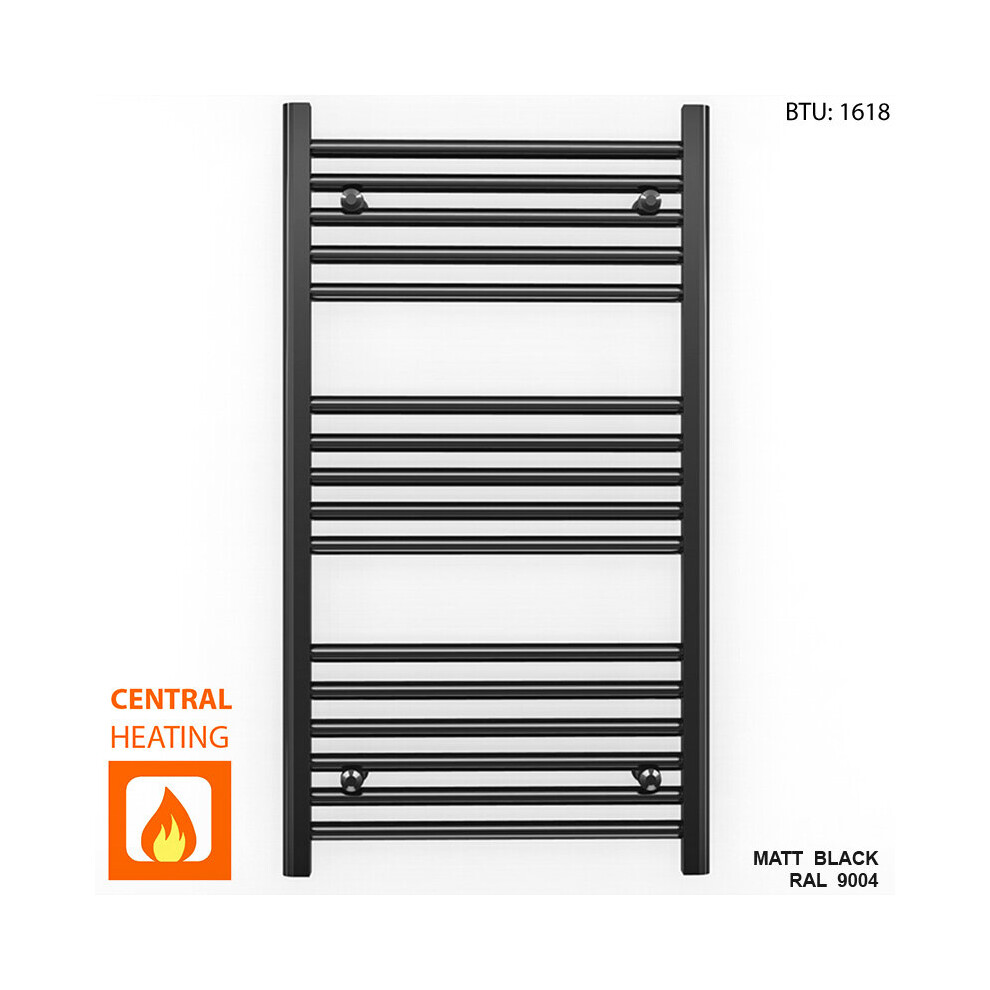 (Black Trv Angled Valves, 600 X 900Mm (Btu: 1618)) 600Mm Wide Black Towel Rail Radiator With Valves 9028009407065