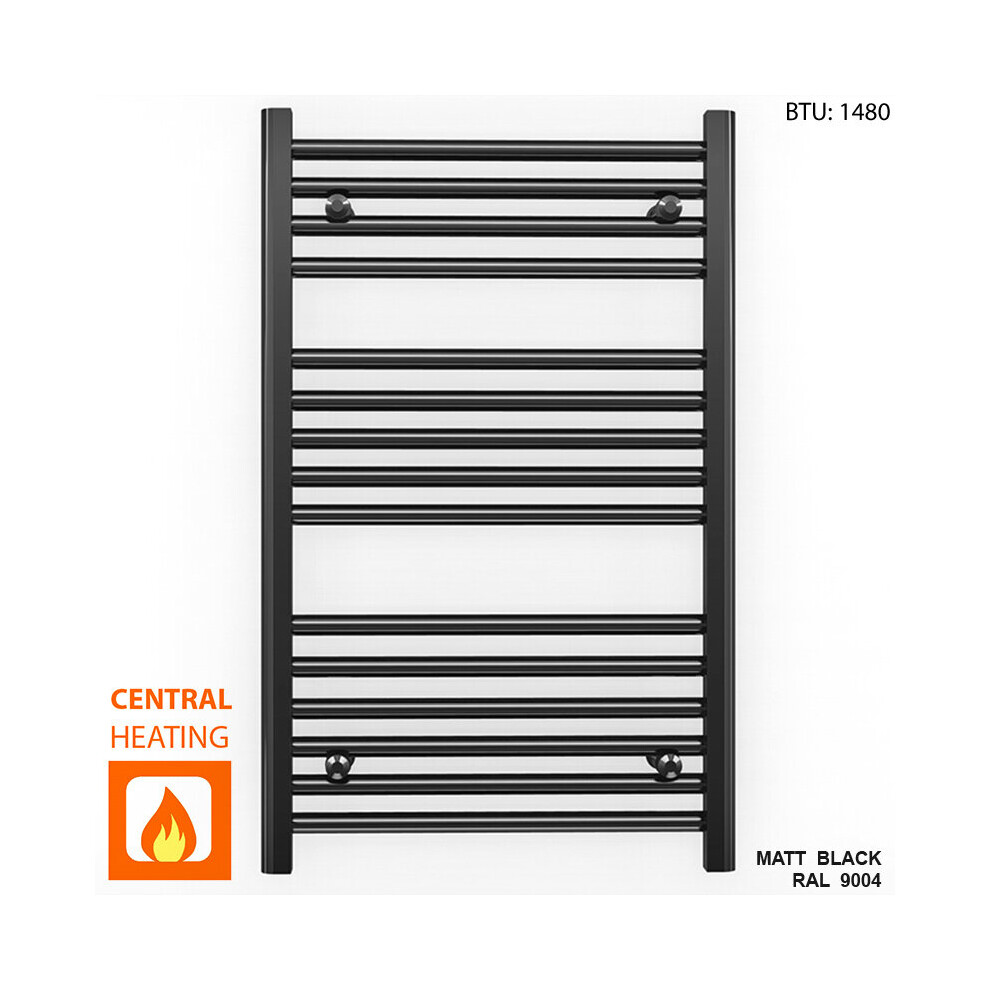 (Black Angled Valves, 600 X 800Mm (Btu: 1480)) 600Mm Wide Black Towel Rail Radiator With Valves 9028009406839