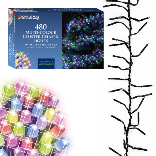 The Christmas Workshop 78270 480 LED Multi-Coloured Chaser Cluster Lights