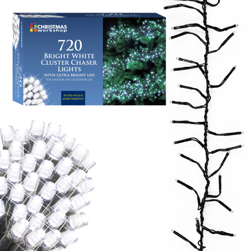 The Christmas Workshop 78400 720 LED Bright White Chaser Cluster Lights