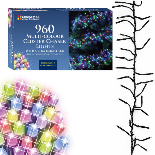The Christmas Workshop 78460 960 LED Multi-Coloured Chaser Cluster Lights