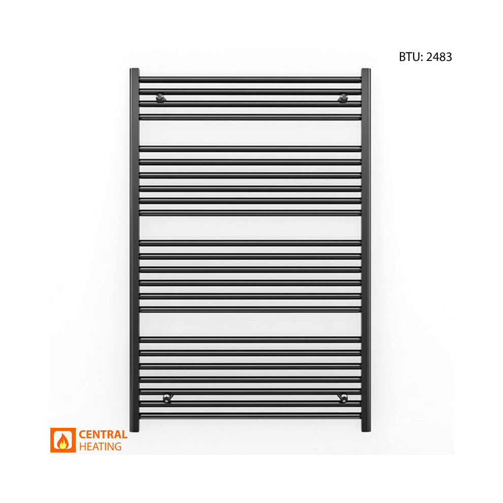 (Black TRV Angled Valves, 700 x 1200mm (BTU: 2483)) 700mm Wide Black Towel Rail Radiator With Valves
